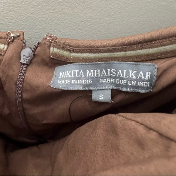 Anthropologie Nikita Mhaisalkar Off-The-Shoulder Bubble‎ Dress Chocolate Brown - Picture 9 of 13